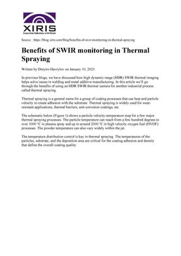 SWIR-Thermografiekamera für thermisches Spritzen