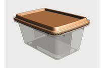 Rechteckige, eingespritzte  Kunststoffschale mit Sicherheitsverschluss  für Ihre Eisprodukte, Butter, Milchprodukte, Früchte, Gemüse, Soßen, Aufstriche, Fleisch, Wurstwaren…