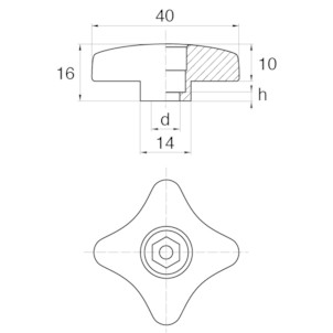Kreuzgriff-Plastimont-Körper CO 185 - Verschraubung