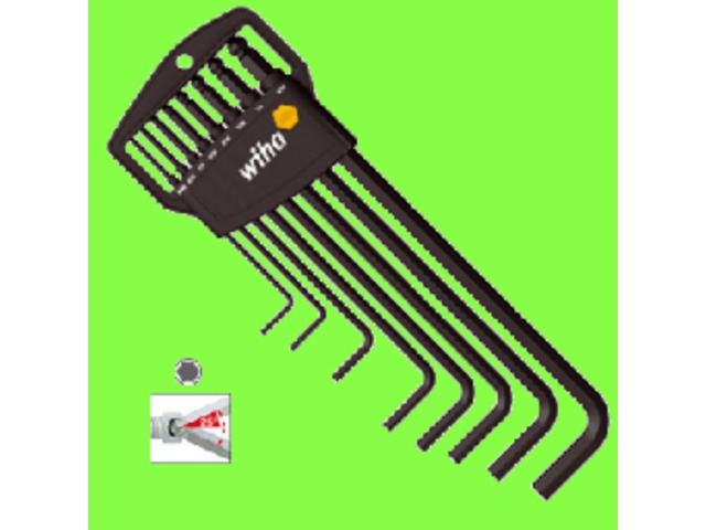 Wiha : WIHA- Clés Mâles - Clés Mâles Six Pans Pouciques - Jeu de Clés Mâles à Tête Sphérique Six Pans en Pouces étui Classic-8 pièces