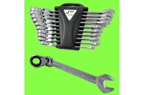 Wiha : WIHA Clés Plates - Clés à Cliquet à Tête Articulée - Jeu de Clés à Cliquet à Tête Articulée 10 pièces