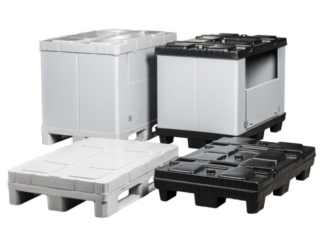 Faltbarer Großbehälter Mega-Pack 1200 grau-schwarz 1200 x 800 x 900 mm