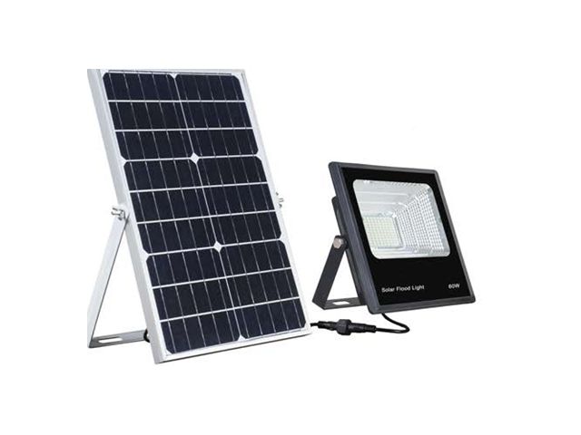 LED Solarscheinwerfer mit Dämmerungssensor und Fernbedienung: ETI-BS60-R