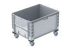 Großbehälter mit Kufen, Rädern und Füßen 800 x 600 x 420 mm : EURO-NORM basicline plus