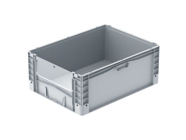 Großbehälter mit Entnahmeklappe 800 x 600 x 320 mm : EURO-NORM basicline plus