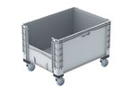 Großbehälter mit Kufen, Rädern und Füßen 800 x 600 x 420 mm : EURO-NORM basicline plus