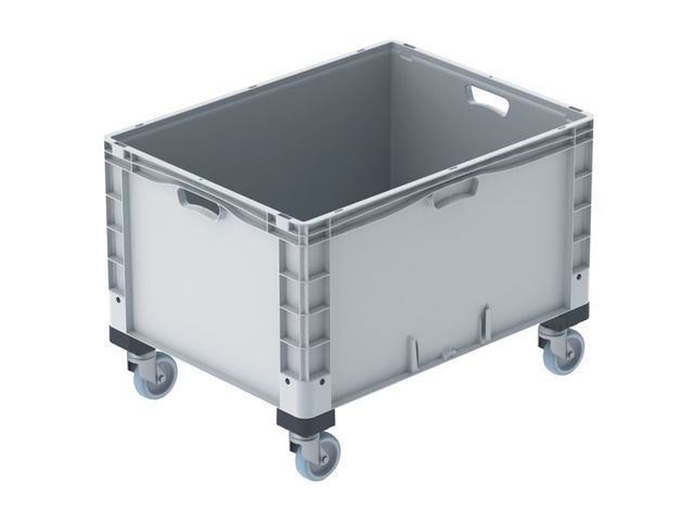 Großbehälter mit Kufen, Rädern und Füßen 800 x 600 x 420 mm  : EURO-NORM basicline plus