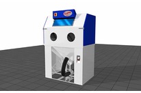 Kompakte Sandstrahlkabine mit Saugbetrieb und Drehplatte