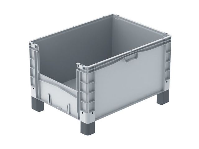 Großbehälter mit Kufen, Rädern und Füßen 800 x 600 x 420 mm : EURO-NORM basicline plus