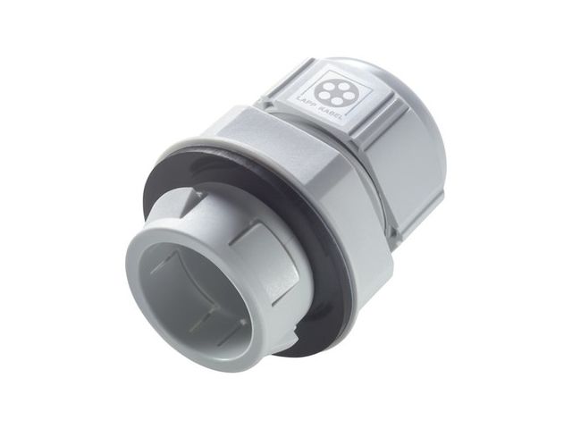 Kunststoffkabelverschraubung mit zeitsparendem Rastsystem | SKINTOP CLICK-R 16 RAL 7035 LGY