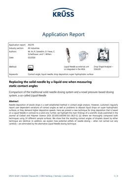 Replacing the solid needle by a liquid one when measuring static contact angles