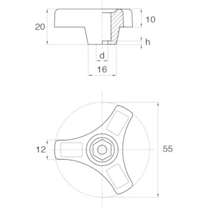 Dreistern-Plastimont-Körper CO 184 - Verschraubung