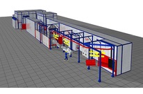 Manuelle nasslackieranlage mit getaktetem förderer
