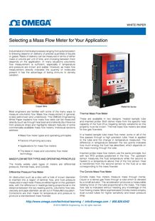 Selecting a Mass Flow Meter for Your Application