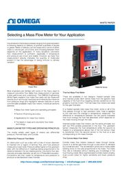 Selecting a Mass Flow Meter for Your Application