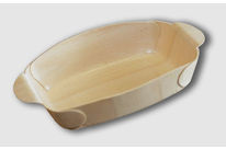 Ovale, tiefgeklebte Holzschale geeignet für Schokolade, Hefegebäck, Desserts, Käse, Nudeln, Fleisch, Feinkost…