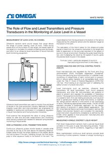 The Role of Flow and Level Transmitters and Pressure Transducers in the Monitoring of Juice Level in a Vessel