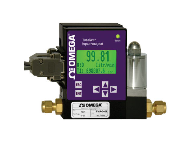 Anzeige für Durchfluss, Gesamtmenge und Steuerbefehle