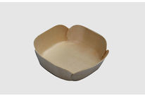 Quadratische, tiefgezogene Holzschale für Schokolade, Desserts, Früchte, Gemüse, Käseprodukte, Fleisch, Feinkost…