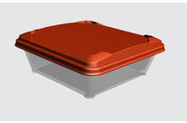 Quadratische,  eingespritzte  Kunststoffschale (siegelfähig) für Kuchen, Trockenfrüchte, Aufstriche…