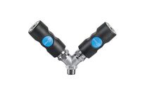 Fester Verteiler mit konischem Außengewinde und 2 Kupplungen