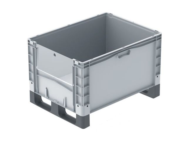 Großbehälter mit Kufen, Rädern und Füßen 800 x 600 x 420 mm : EURO-NORM basicline plus