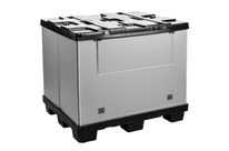 Faltbarer Grossbehaelter Mega-Pack 1000 grau-schwarz 1200 x 1000 x 1000 mm