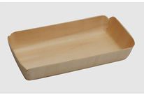 Rechteckige, tiefgezogene Holzschale für Konditorwaren, Fertiggerichte, Meeresprodukte, Kräuter, Käse, Schokolade, Süßwaren, Hefegebäck…