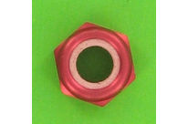 Muttern : Sicherungsmuttern - Sechskantmuttern mit Sicherung Nylstop - Aluminium - Blister mit 5 Sicherungsmuttern Nylstop Dural 2030 Rot eloxiert