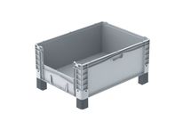 Großbehälter mit Kufen, Rädern und Füßen 800 x 600 x 320 mm : EURO-NORM basicline plus