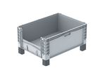 Großbehälter mit Kufen, Rädern und Füßen 800 x 600 x 320 mm : EURO-NORM basicline plus