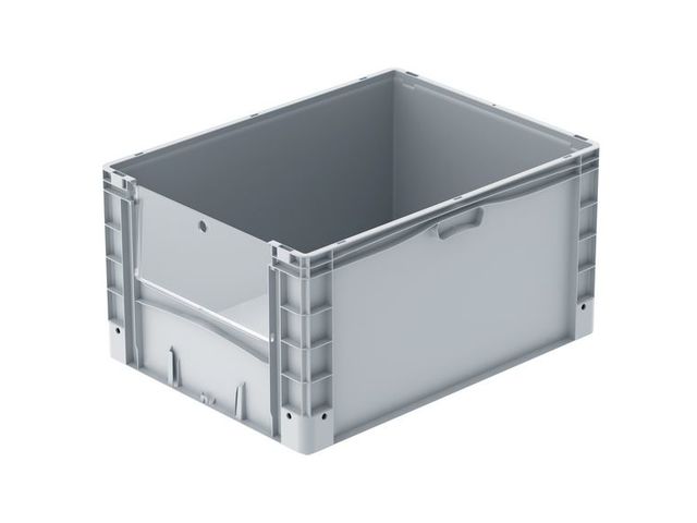 Großbehälter mit Entnahmeklappe 800 x 600 x 420 mm : EURO-NORM BASICLINE PLUS