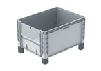 Großbehälter mit Kufen, Rädern und Füßen 800 x 600 x 420 mm : EURO-NORM basicline plus
