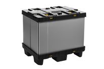 Faltbarer Grossbehaelter Mega-Pack 800 grau-schwarz 800 x 600 x 700 mm