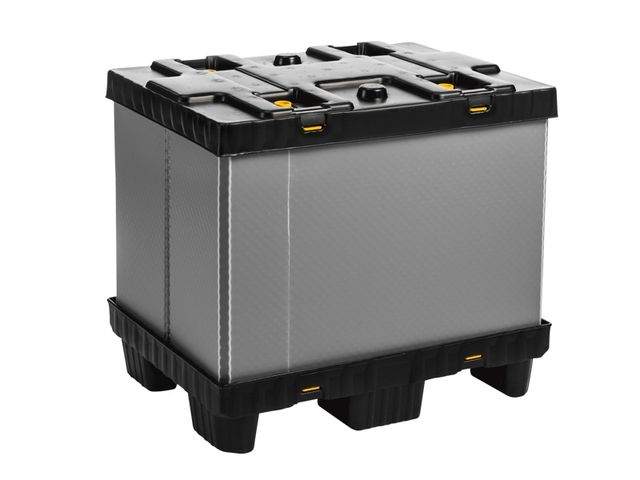 Faltbarer Grossbehaelter Mega-Pack 800 grau-schwarz 800 x 600 x 700 mm