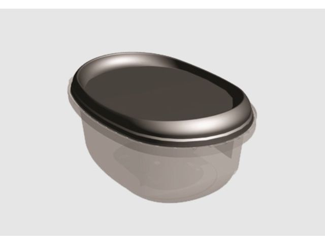 Eingespritzte, ovale Kunststoffschale mit Sicherheitsverschluss für Ihre Eisprodukte, Aufstriche, Butter, Pökelwaren, Fertiggerichte…